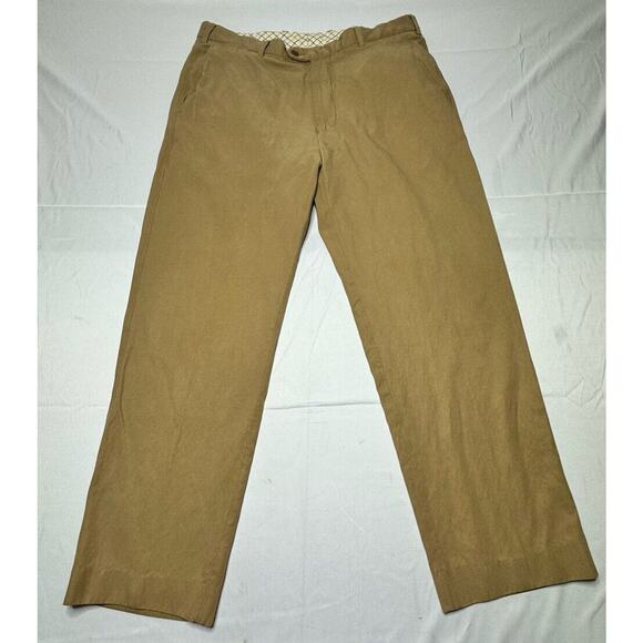 Scott Barber Men's Khaki Flat Front Chino Pants - Size 36x29.5 - Picture 1 of 5